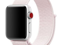 Curea iUni compatibila cu Apple Watch 1/2/3/4/5/6/7, 38mm, Nylon Sport, Woven Strap, Soft Pink